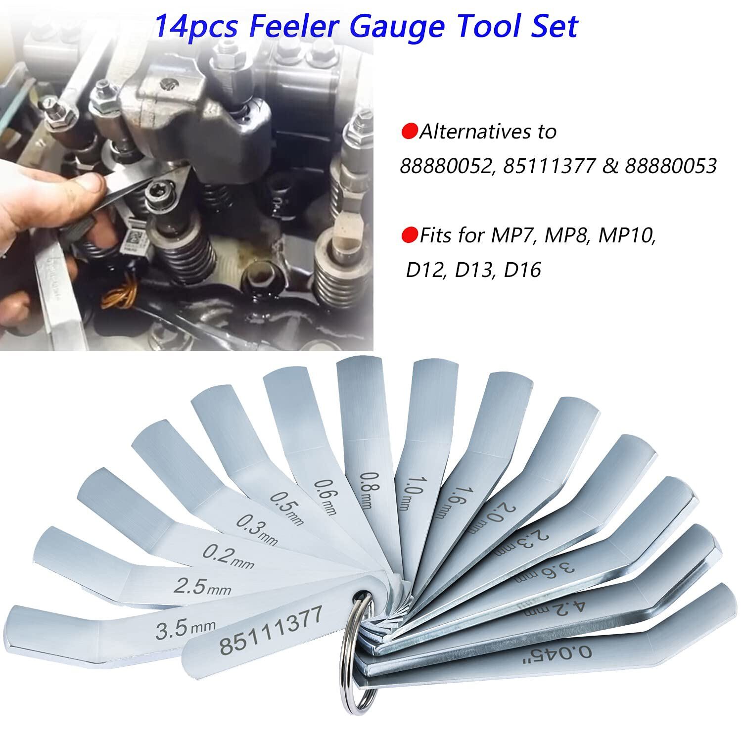 Feeler Gauge Jake Brake Tool for Volvo Mack D12/13/16 88880053 88880052 85111377