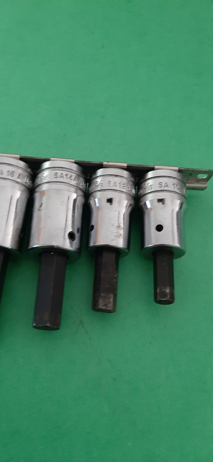 Snap-on Tools SAE Hex Bit Driver Socket Set 1/2″ Drive 5/16″ to 5/8″ W/Rail USA