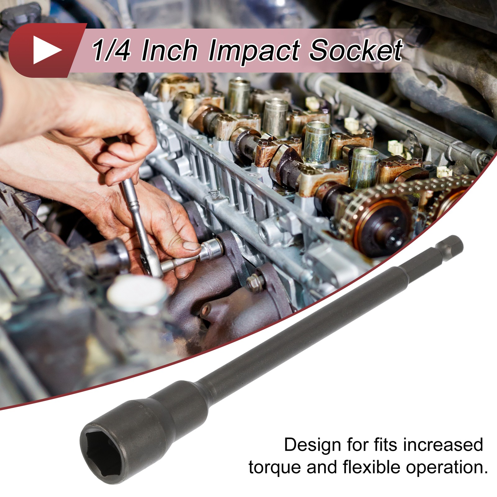 Universal Impact Socket 12mm 6 Point 150mm CR-MO Silver Tone 1 Pc