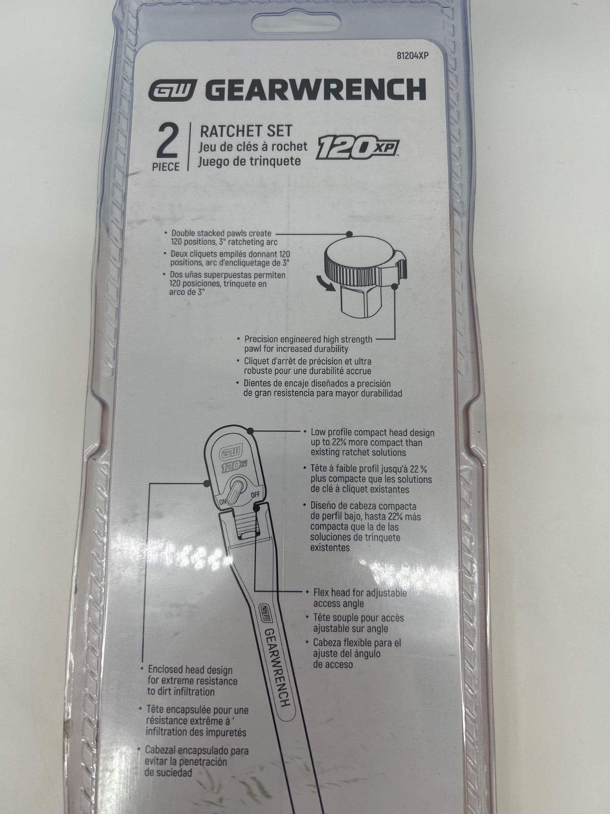 GEARWRENCH 81204XP – 2 Piece 1/4″ & 3/8″ Drive 120XP Flex Head Teardrop Ratchet