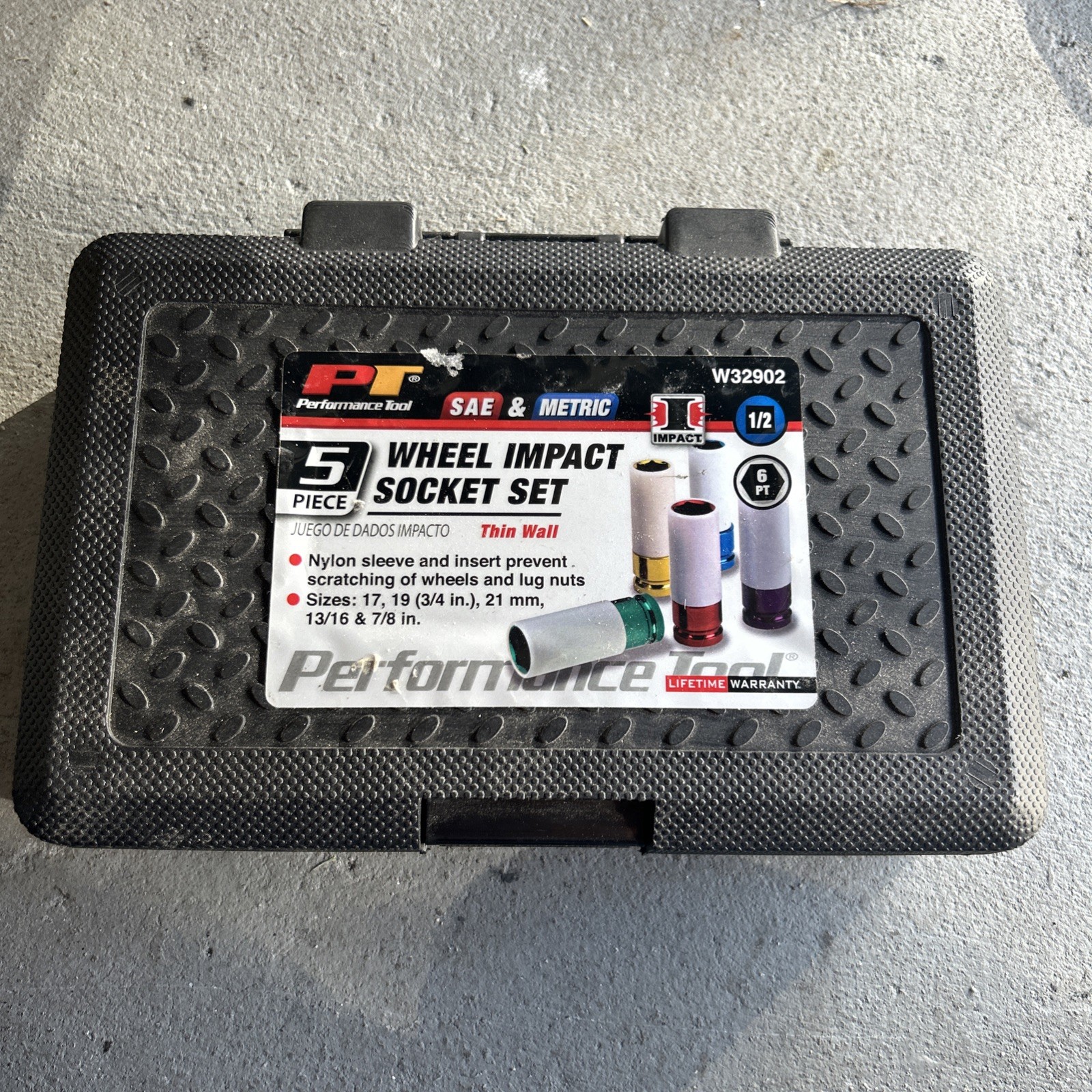Performance Tool W32902 5 Pc 1/2″ Impact Drive Thin Wall Imperial Metric Sockets