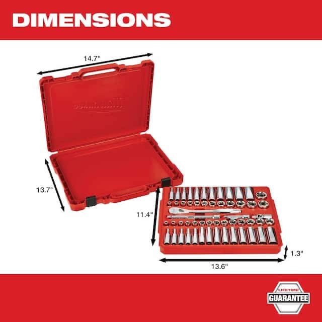 3/8″ Drive 56pc Ratchet & Socket Set – SAE & Metric Milwaukee Tool 48-22-9008