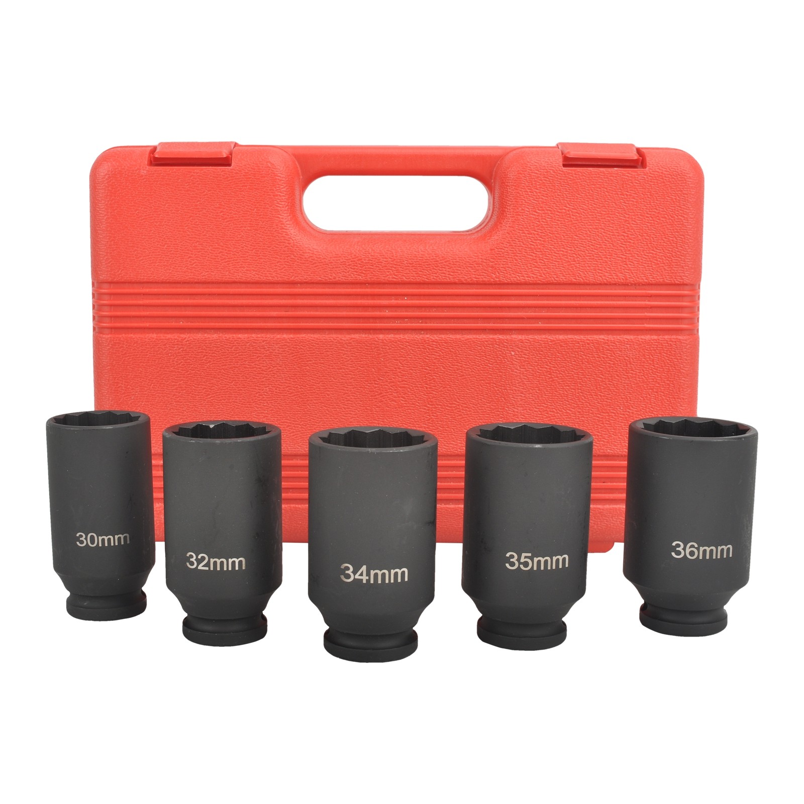 5PCS 1/2″ Drive Deep Spindle Axle Nut Impact Socket 12 Point 30,32,34,35,36mm