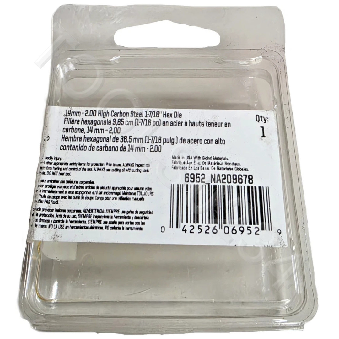 M14 X 2.0 Metric 1.4″ Hex Die Irwin Hanson 6952 14MM CS USA RH