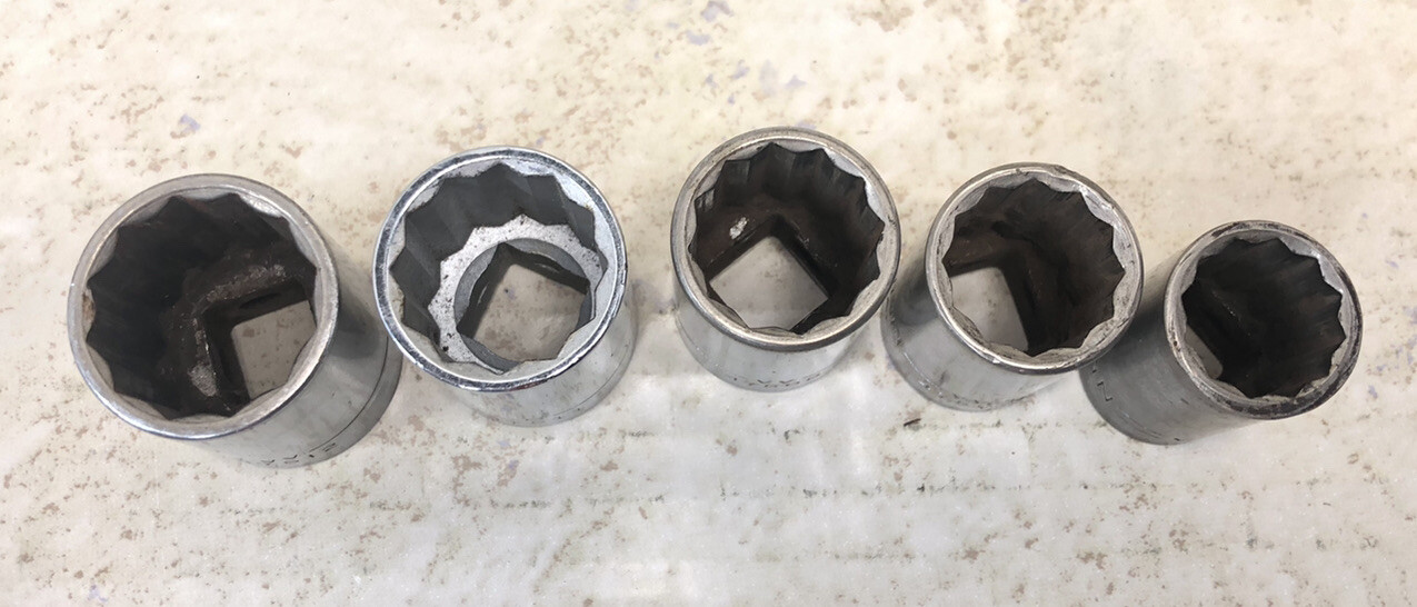 Vintage Craftsman Sockets lot of 5 pcs 5/8” to 7/8” V VV G Series