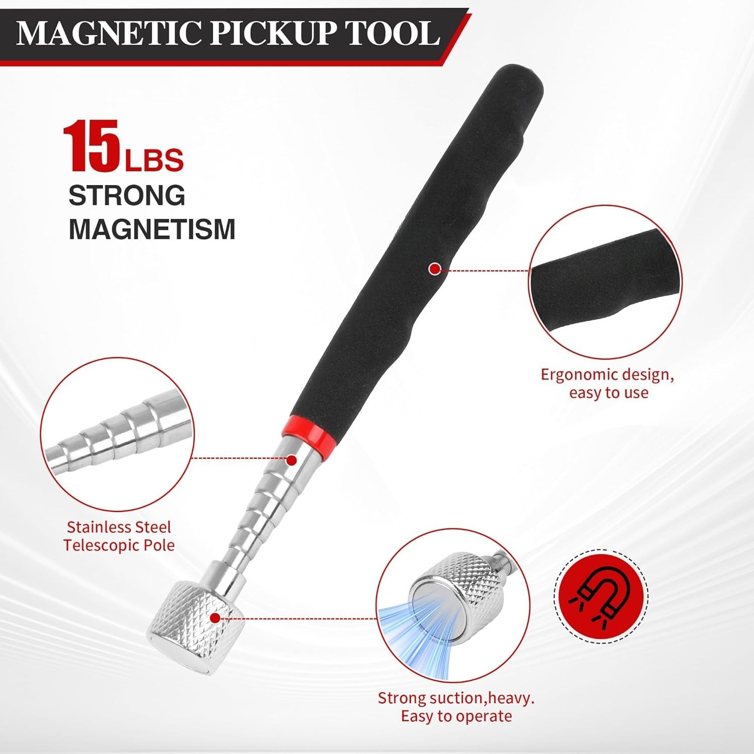4Pcs Collapsible Magnetic Parts Tray Set with 15Lb Magnetic Pickup Pen