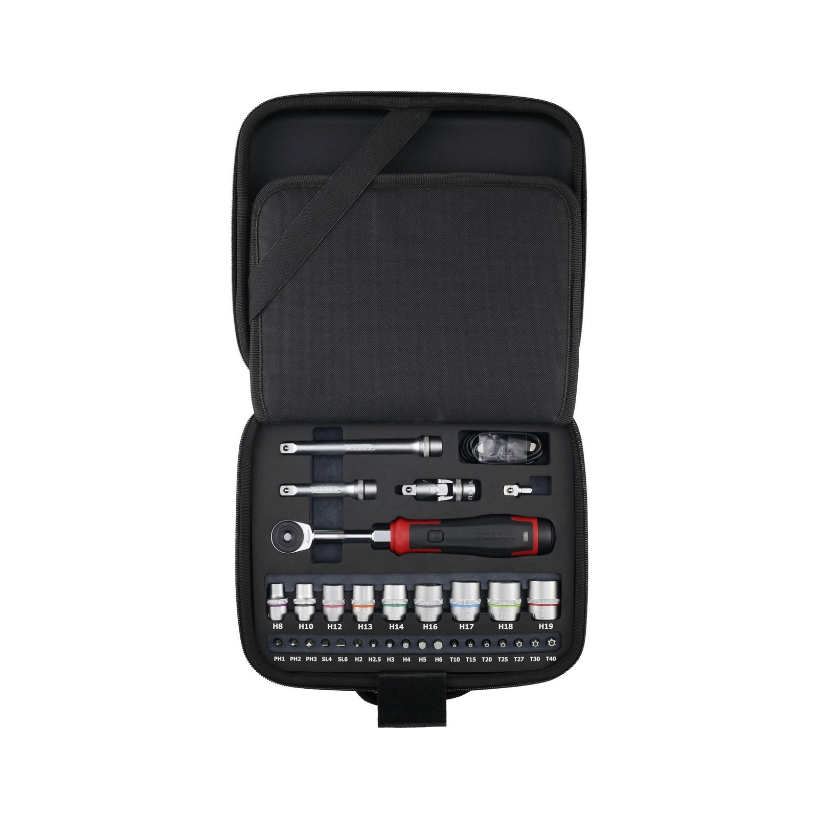 For Vessel 400ER3-1M Cordless Electric Slim Ratchet Set w 31 Socket Bits Tool