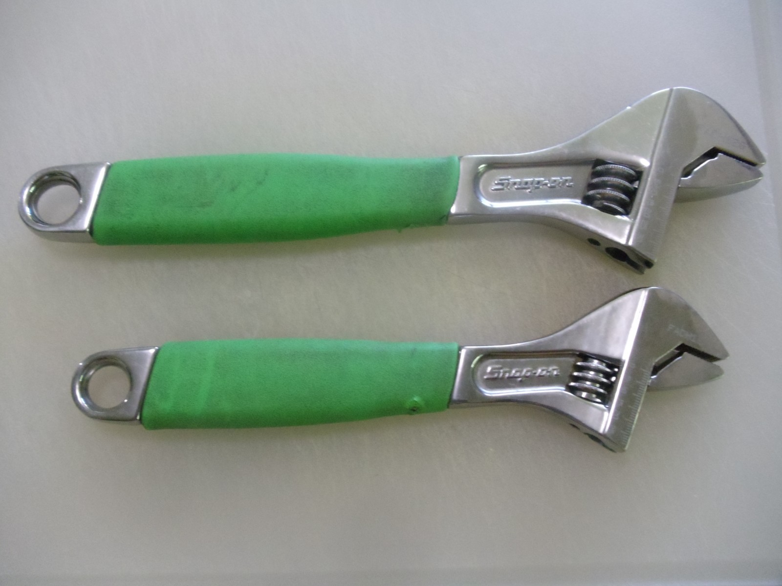 Snap-on adjustable wrenches 12 inch and 10 inch green good condition