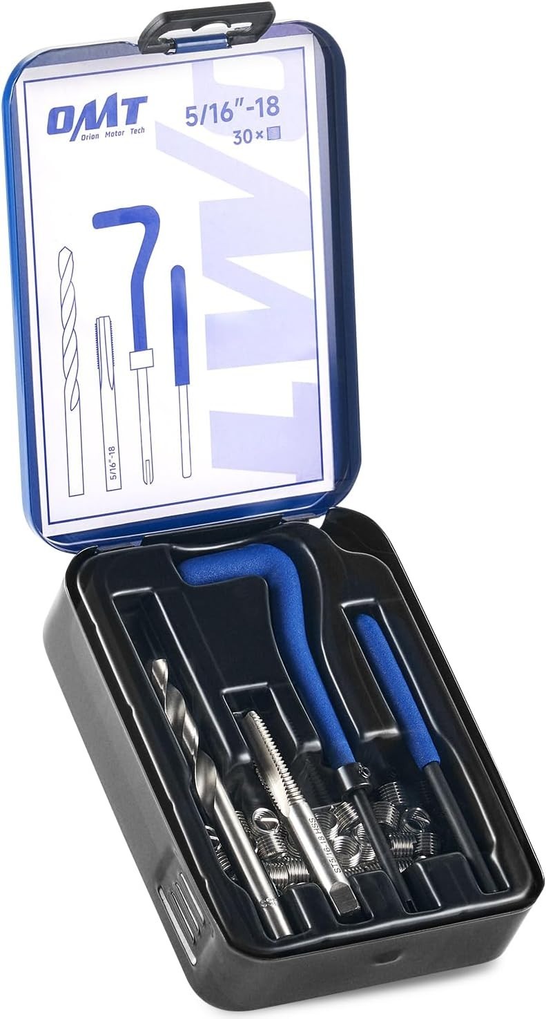 Helicoil Thread Repair Kit, 5/16″-18 Thread Repair Tool Set with HSS Drill Bi…