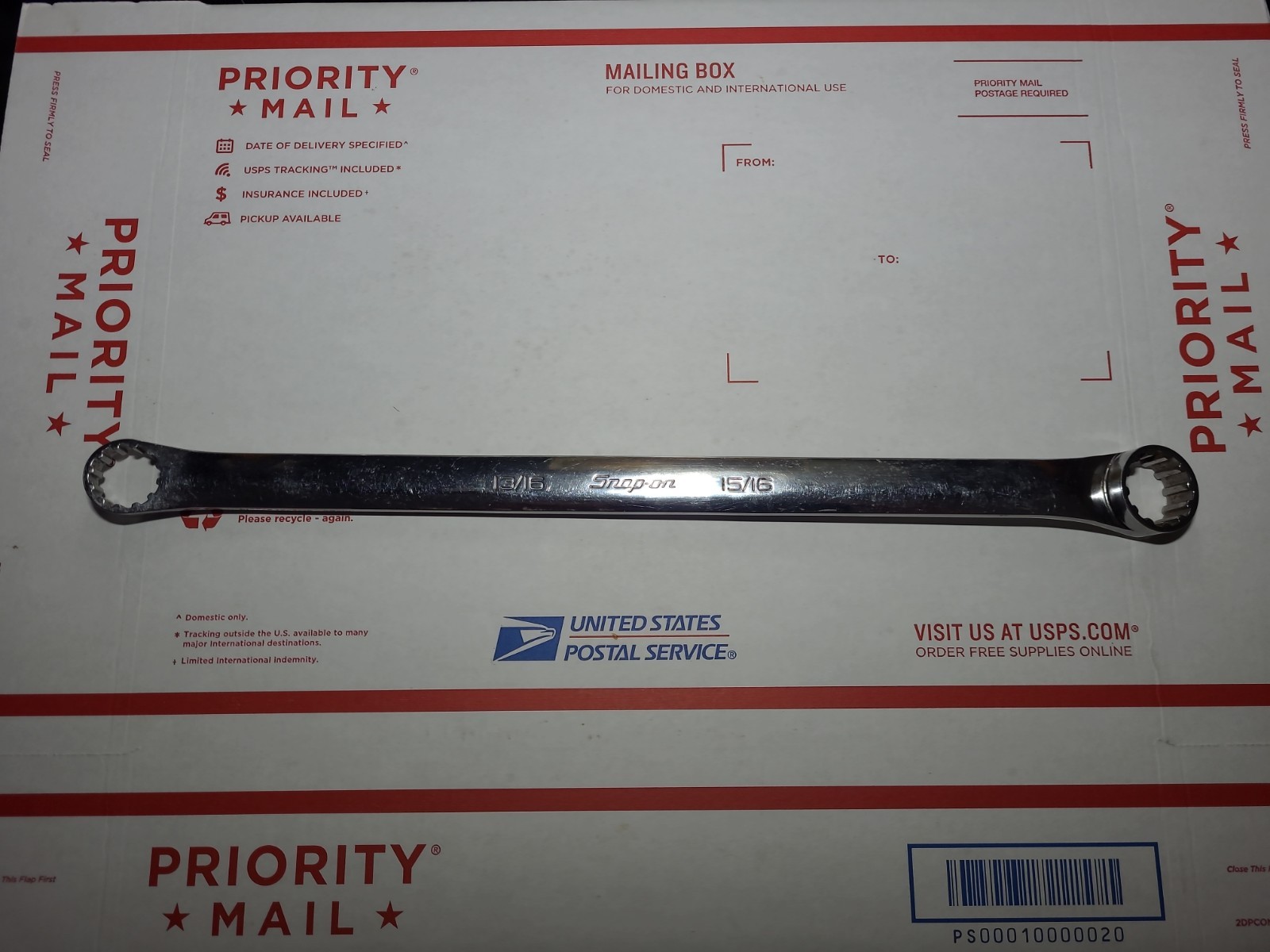 Snap-On Tools 13/16 15/16″ SAE #26 #30 SPLINE Chrome Offset Box Wrench XDES2630A
