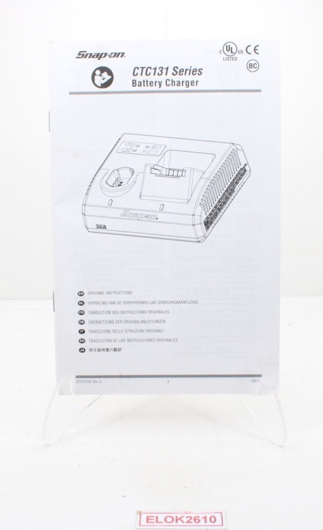 Snap-on ZCTC131CE Manual For CTC131 Series Battery Charger Original USA