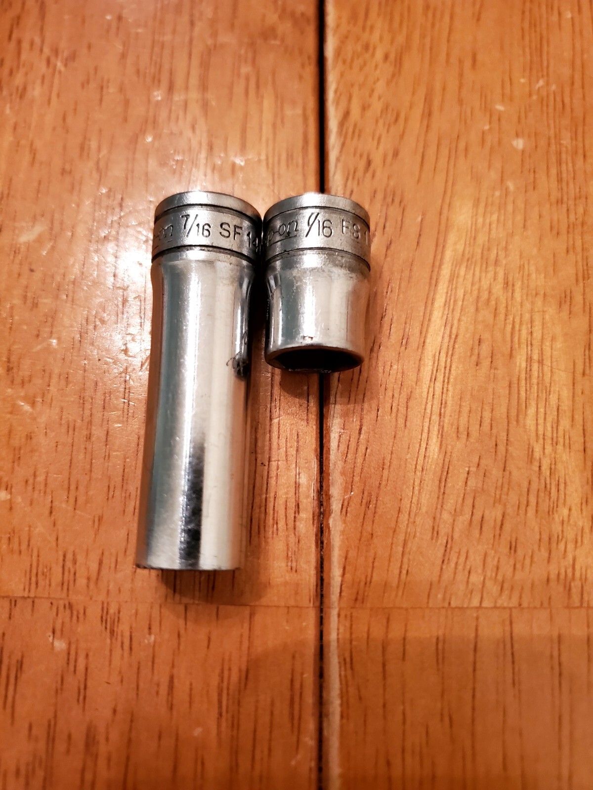 Snap On 3/8 Drive 7/16 6PT Shallow 12PT Deep Sockets Lot Of 2