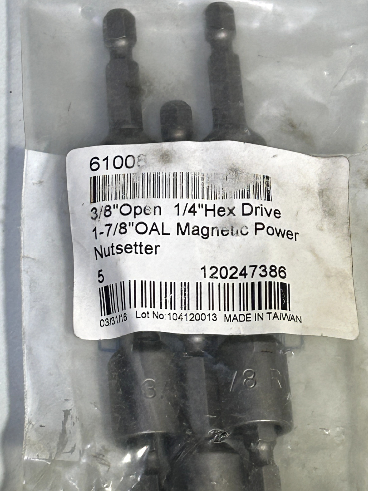 3/8″ Open 1/4″ Hex Drive Magnetic Power Nutsetter Qty (5)