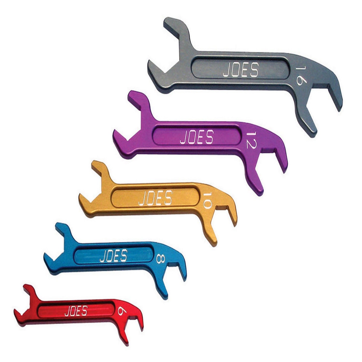 Joe’s Racing 18000, Kit AN Wrench Set 5 Piece 6 AN to 16 AN Double End Aluminum