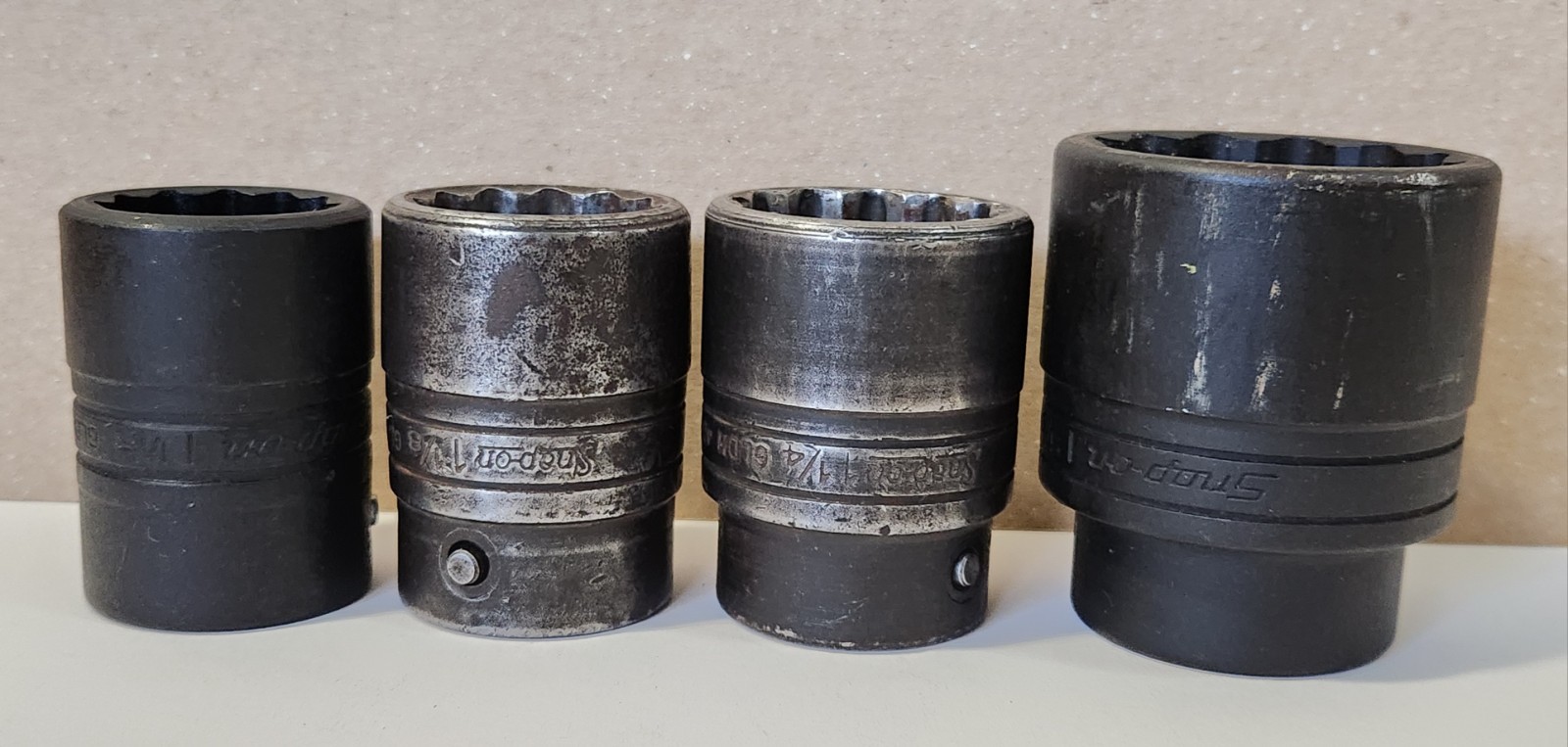 Snap On GLDH Series 3/4″ Drive 12 Point SAE Flank Drive Shallow Sockets Lot of 4