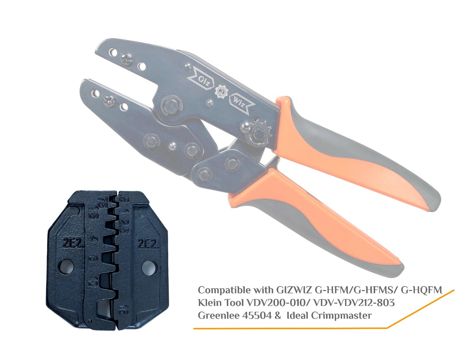 Crimp Tool Die 2E2 Pin Terminal Insulated Non-insulated AWG 20-6 Klein Greenlee