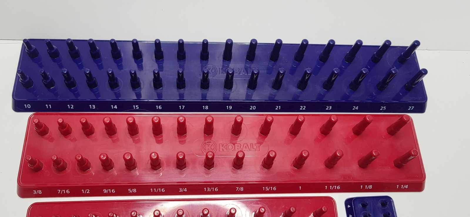 Kobalt Socket Storage Tray Organizers Lot of 5 SAE & Metric Hard Plastic Used