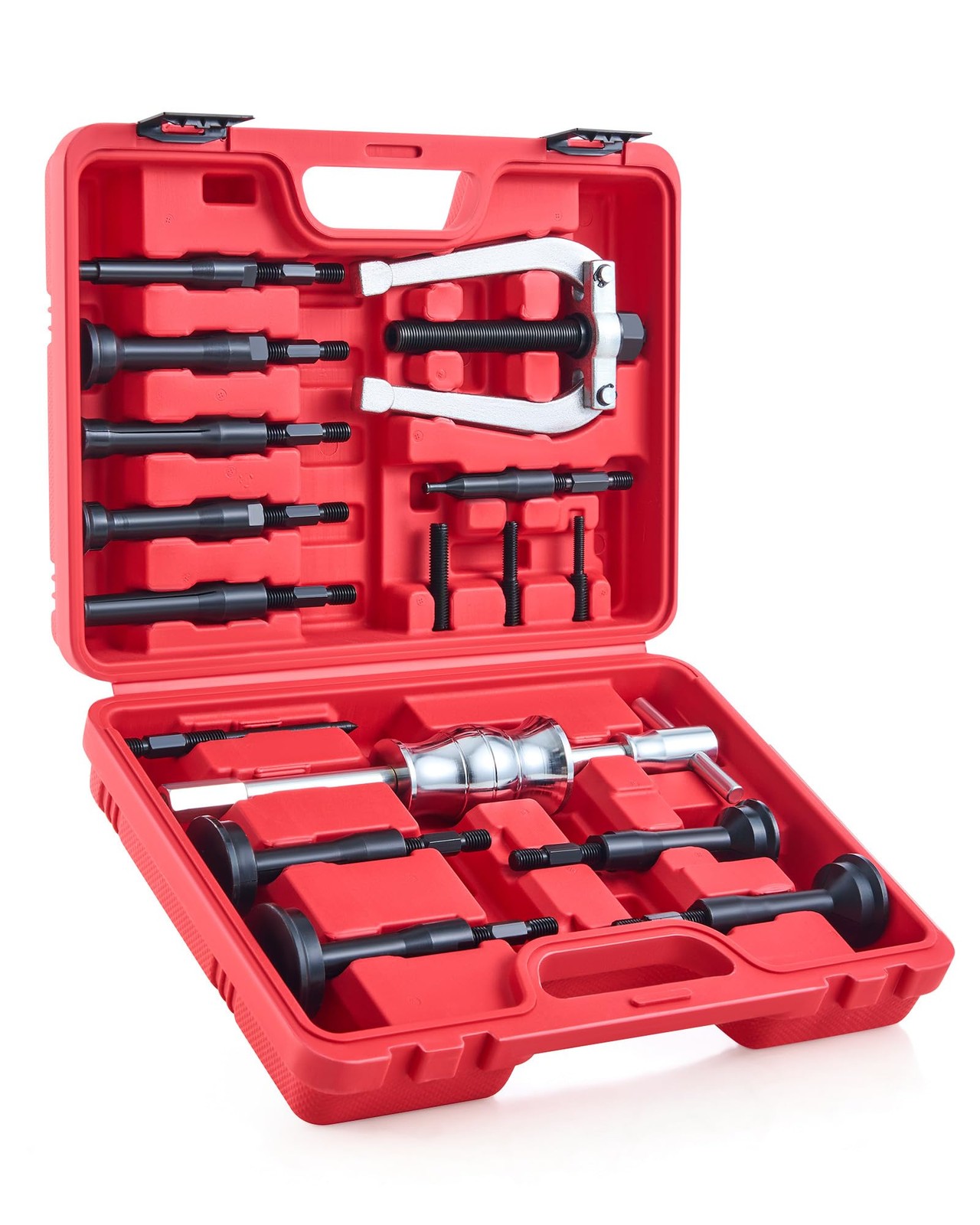 Orion Motor Tech Blind Hole Collet Bearing Race and Seal Puller 16pcs, red