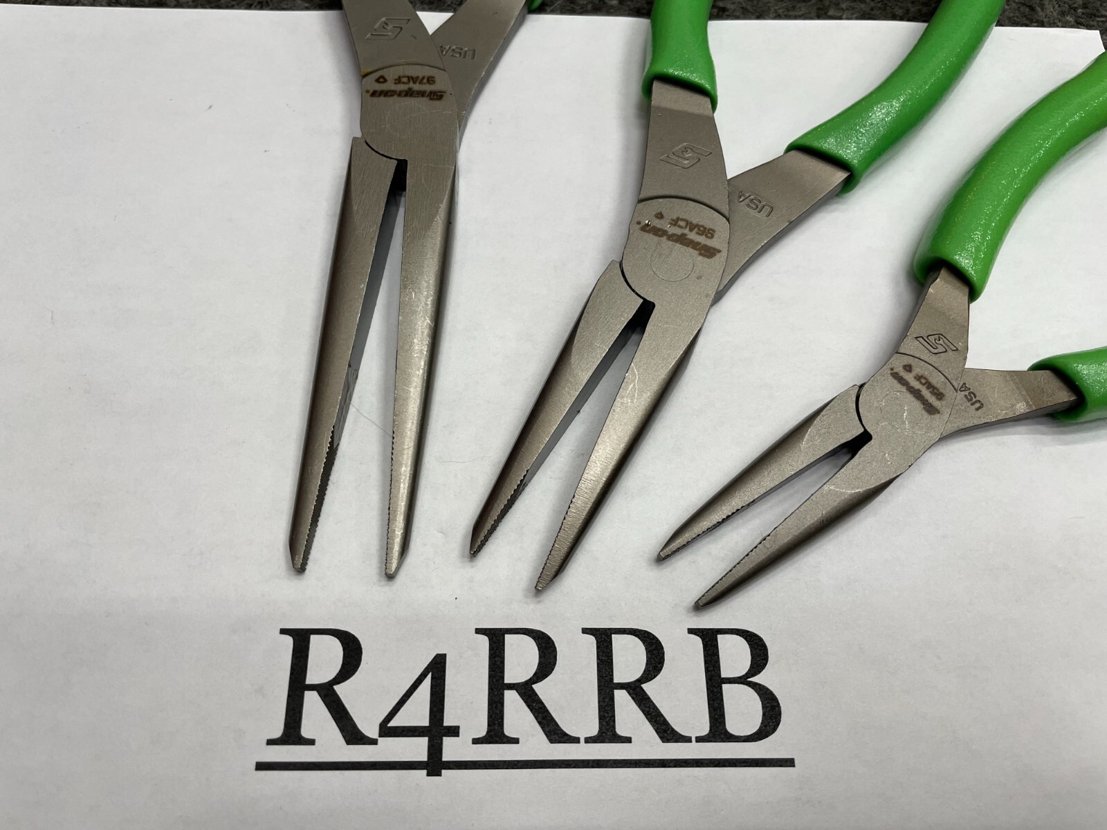 Snap-On Tools NEW 5 PIECE GREEN Soft Grip LONG Neck Needle Nose Pliers Lot Set