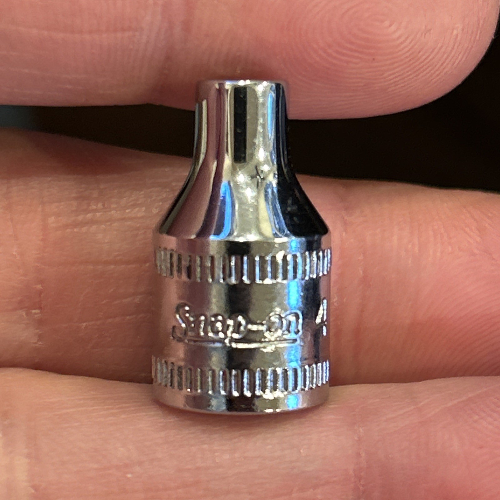 Snap On TMM4 Underline Logo – 1/4″ Drive 4mm Shallow 6Pt Chrome Socket
