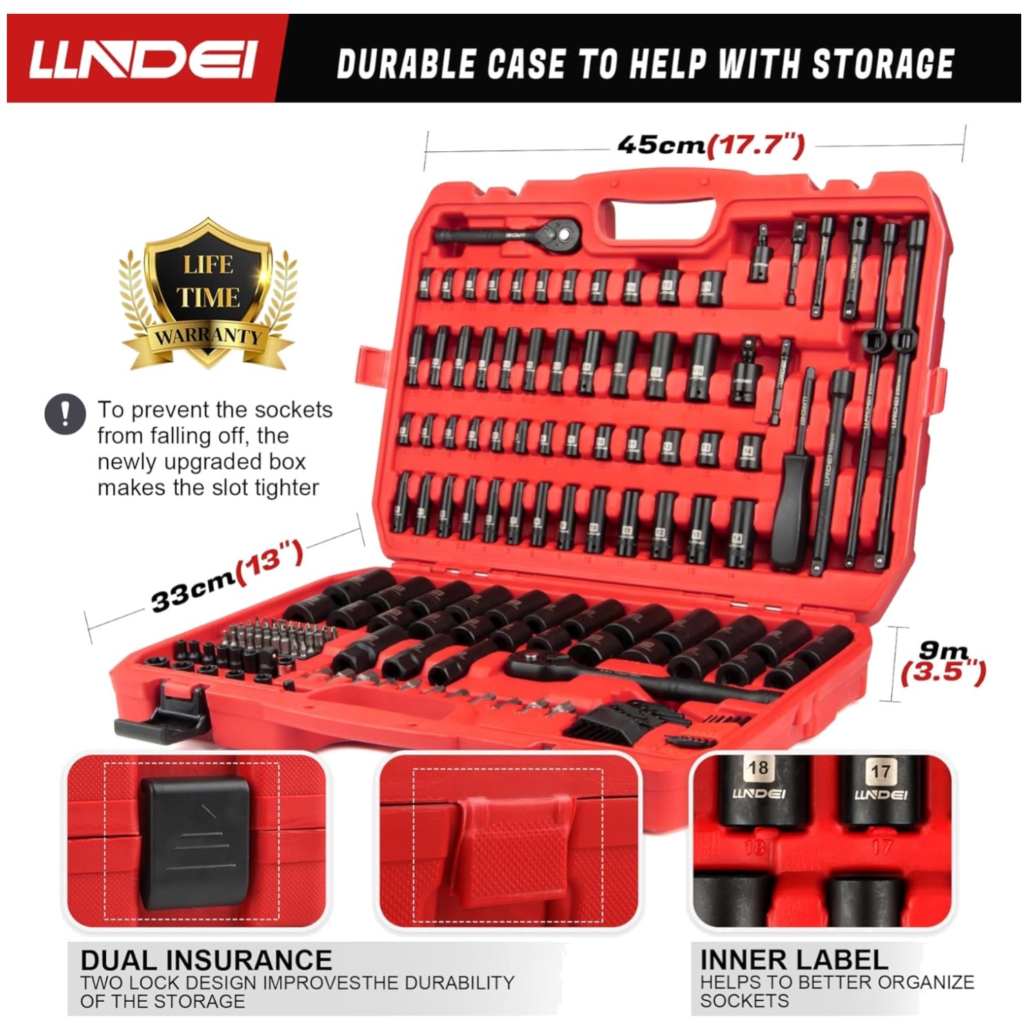 186-Pc Socket Wrench Tool Set with Spark Plug Socket