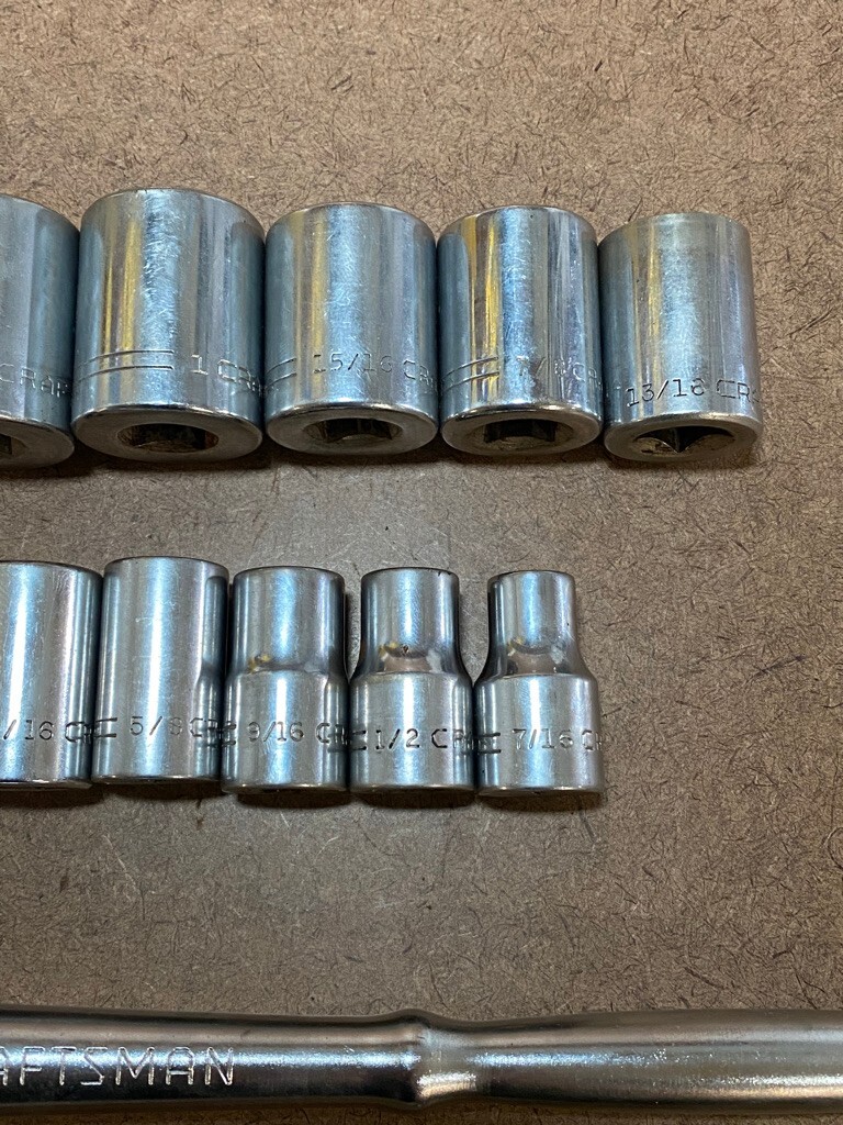 Craftsman 1/2″ Drive SAE 12pt Socket Set ~ USA ~ 1-1/8″ to 7/16″ =V=