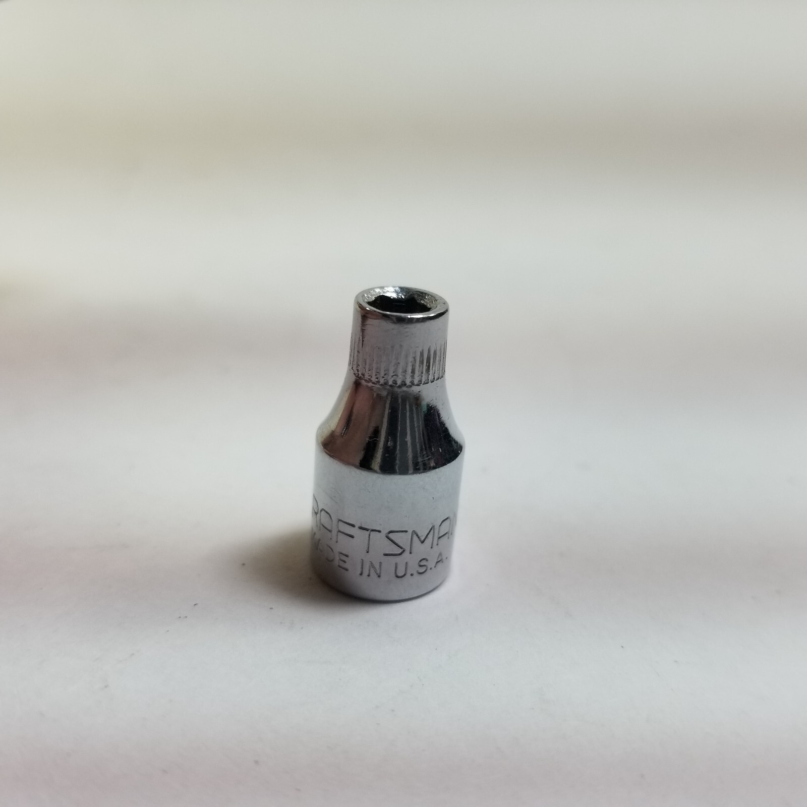 Vintage Craftsman 1/4″ Drive 4MM 6 Pt Shallow Socket G 43505 Top Knurl USA