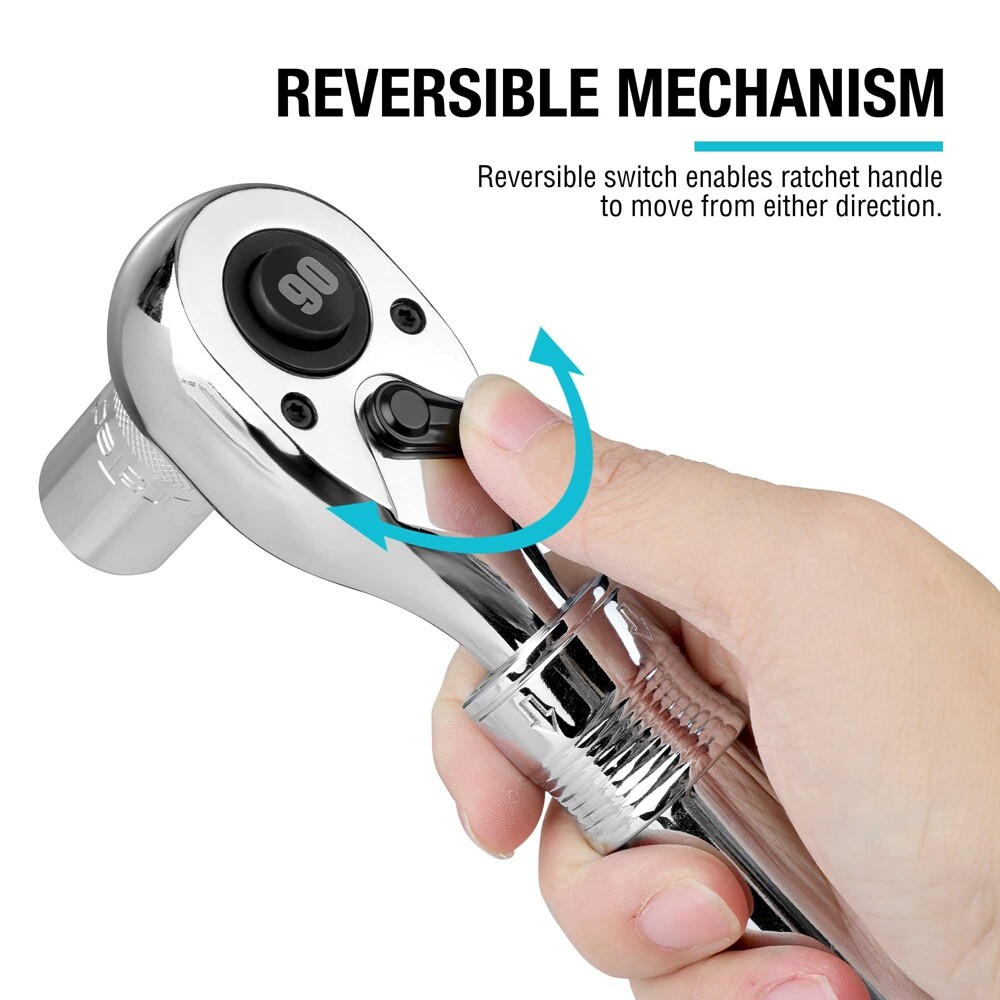 DURATECH 1/2″ Drive Extendable Ratchet 90-Tooth Quick-release Ratchet 5 Sections