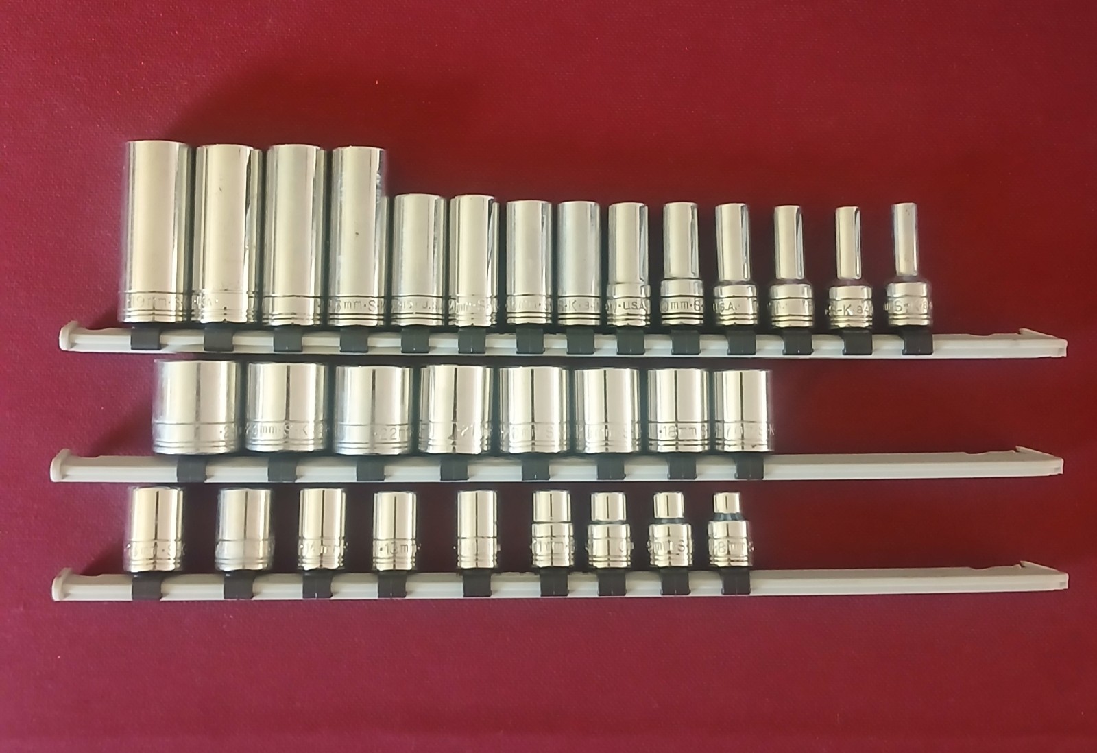 SK Tools USA 31pc 3/8″ Drive 6 pt Metric Sockets 8mm-24mm Shallow 6mm-19mm Deep