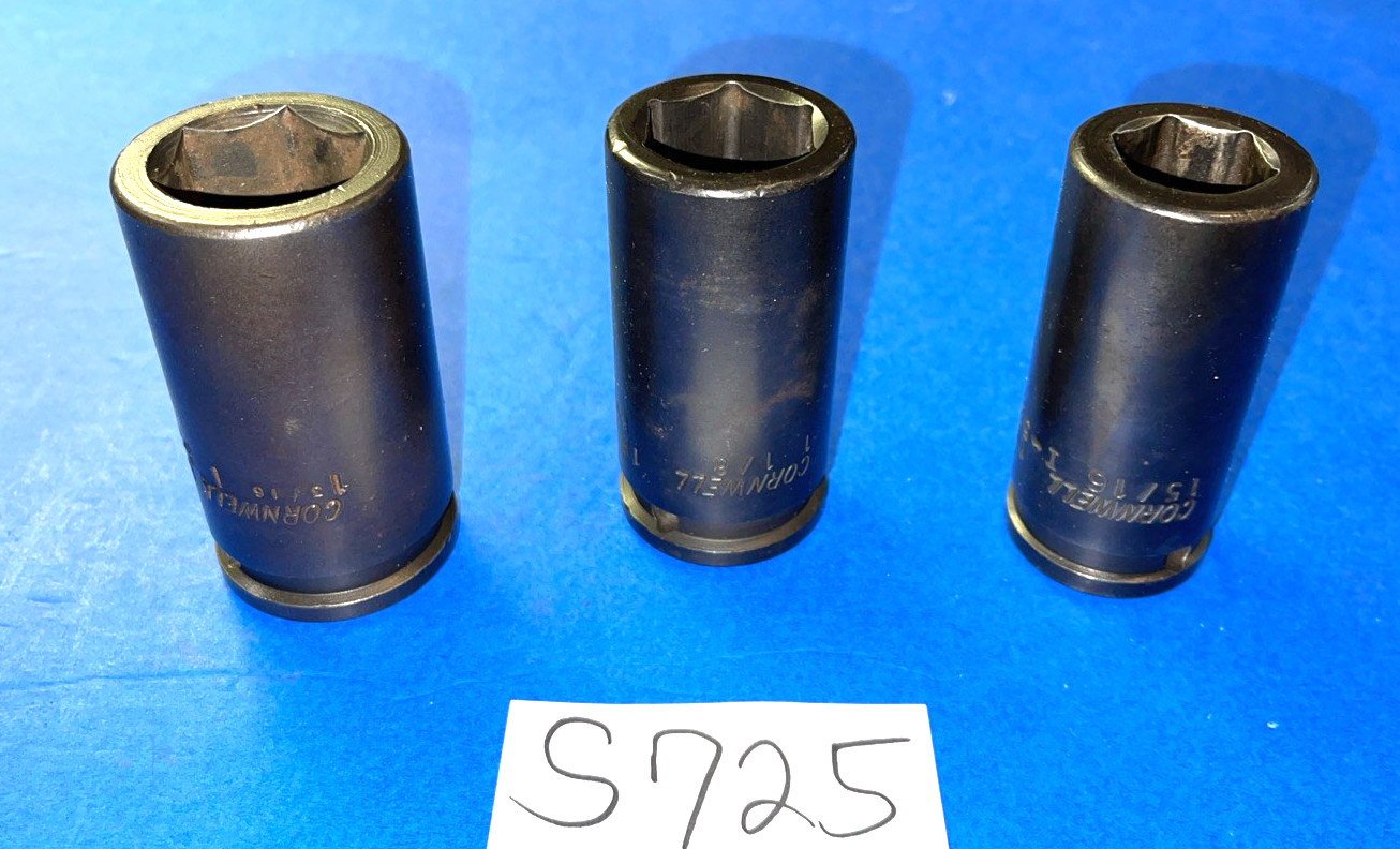 CORNWELL TOOLS 3 PIECE 3/4 DRIVE SAE. DEEP IMPACT SOCKETS 15/16, 1-1/8, 1-3/16
