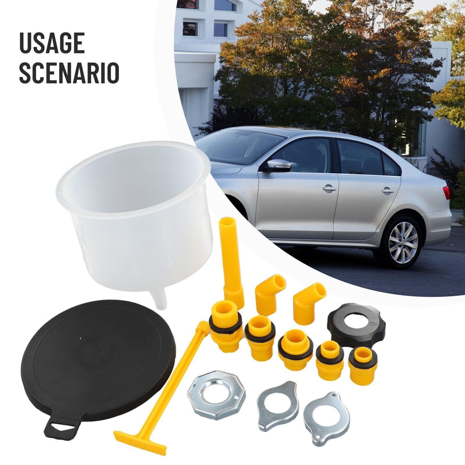 Radiator Coolant Filling Funnel Kit Spill Proof Cooling Fluid Bleeder Adapters