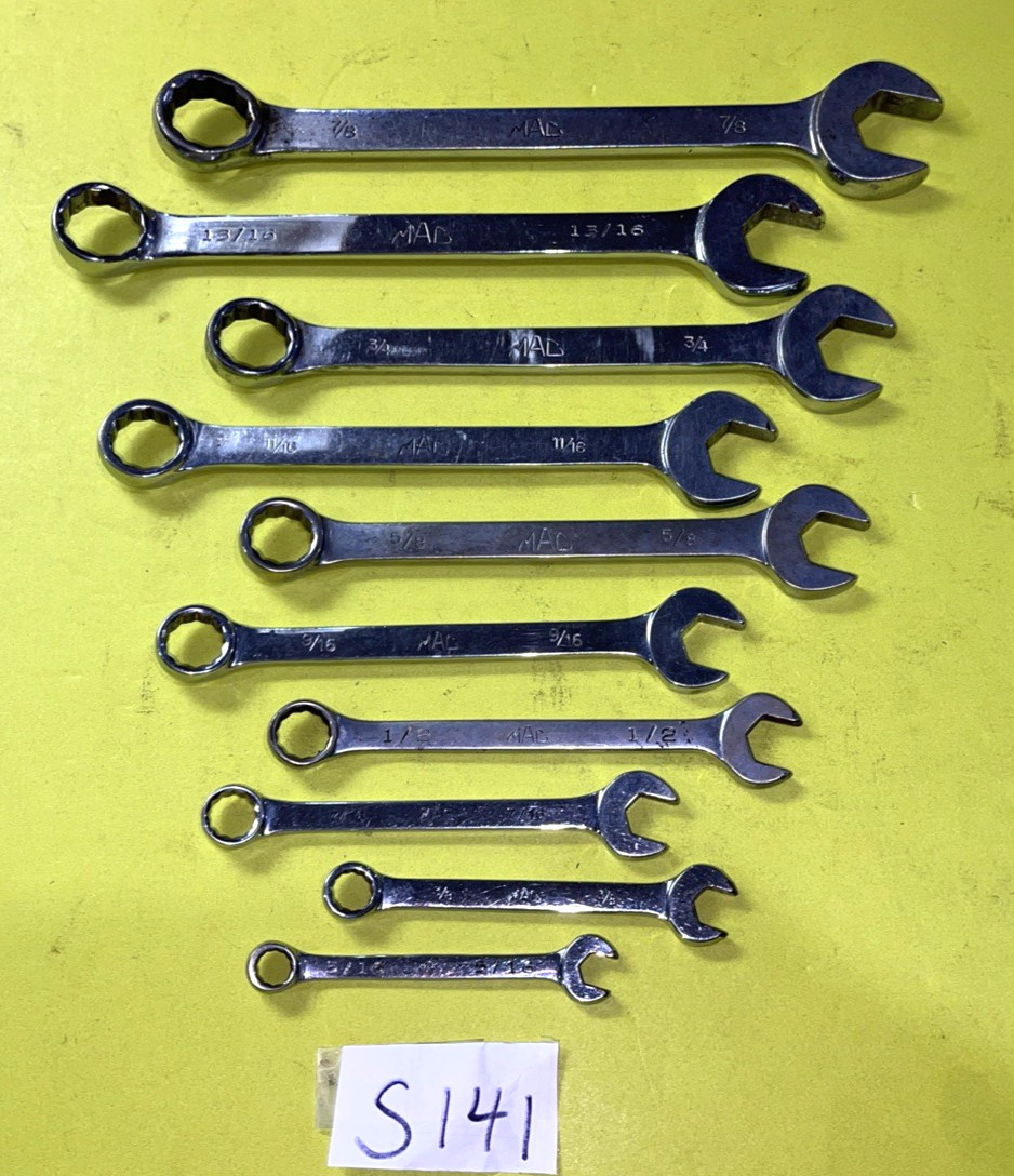 MAC TOOLS 10 PIECE SAE. STANDARD COMBINATION WRENCH SET 12 POINT 5/16 TO 7/8