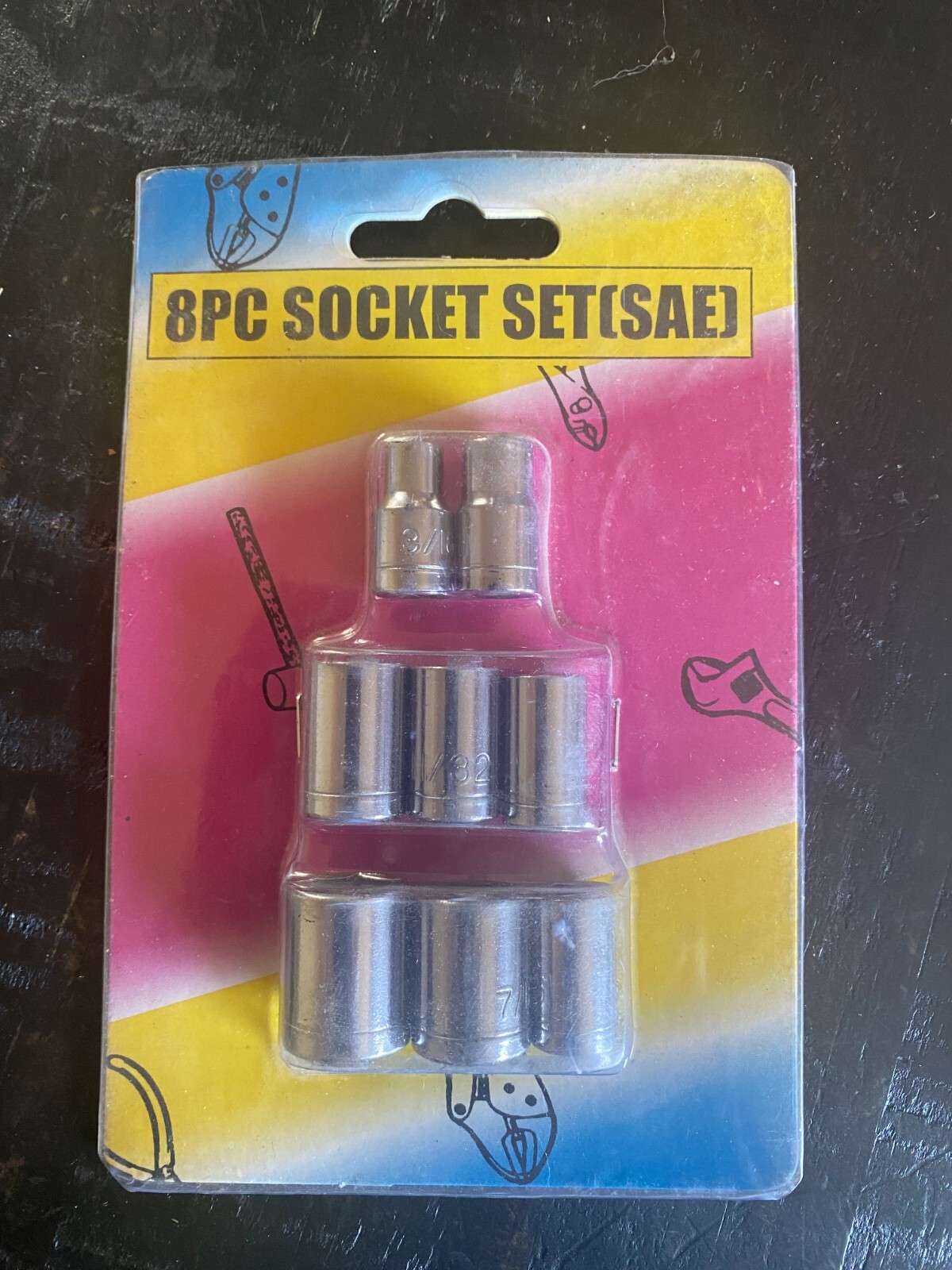 Brand new-8 pc Socket set for use in repairing cars, trucks and motor cycles.