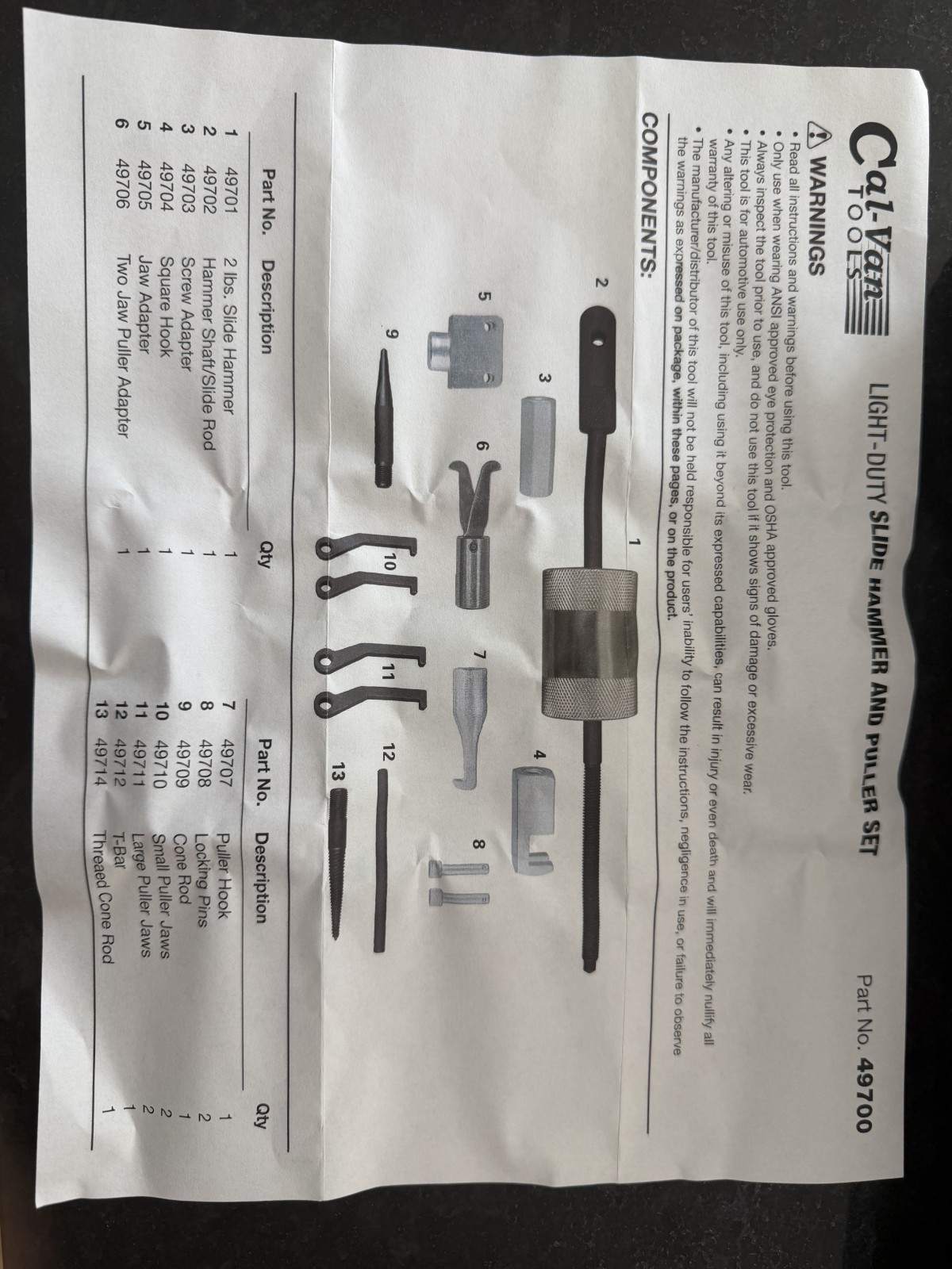Cal-Van Tools 49700 Light-Duty Slide Hammer and Puller Set