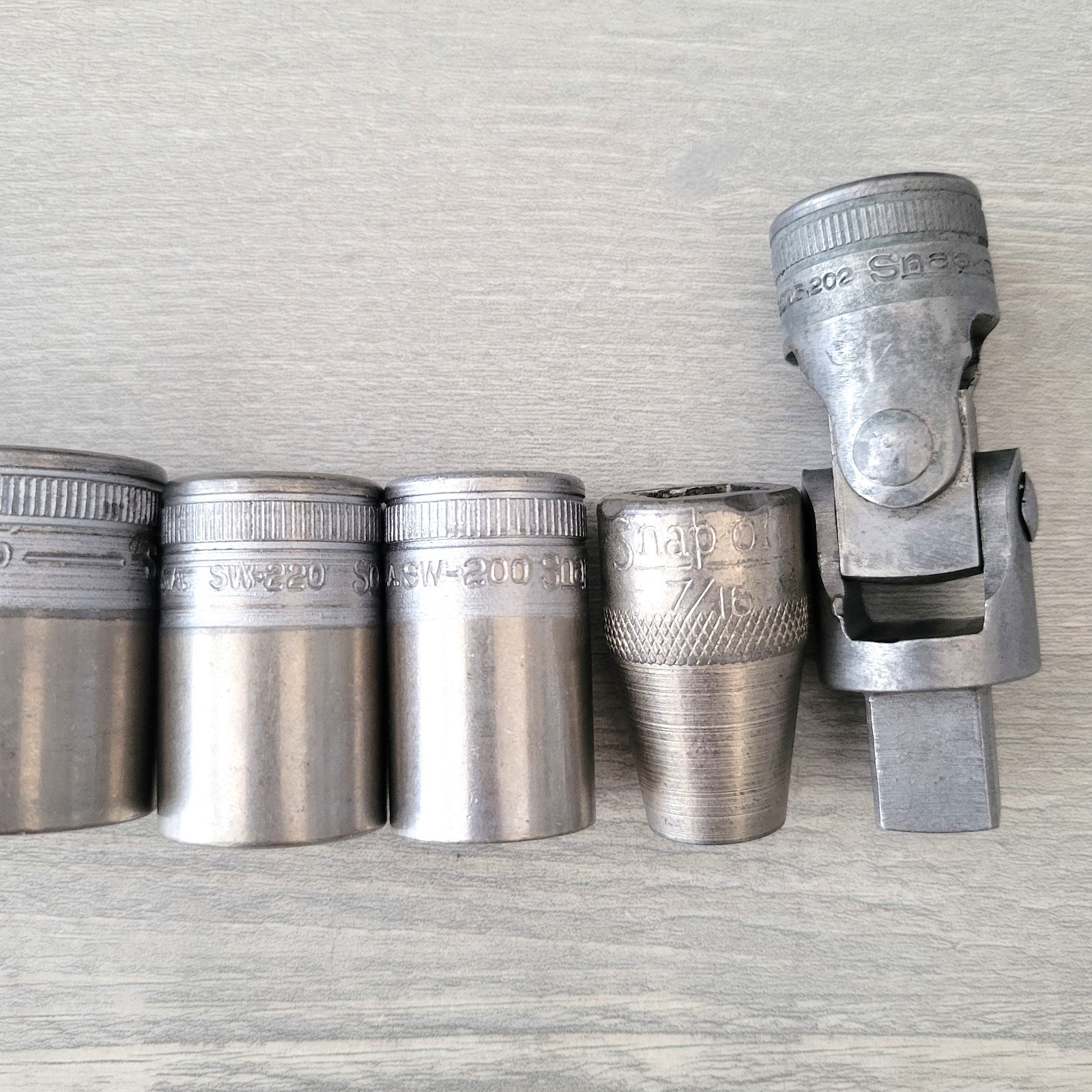 Lot of 6 Snap-On 1/2″ Drive Impact Universal /Swivel w/ SW 320, 280, 220, 200 -9