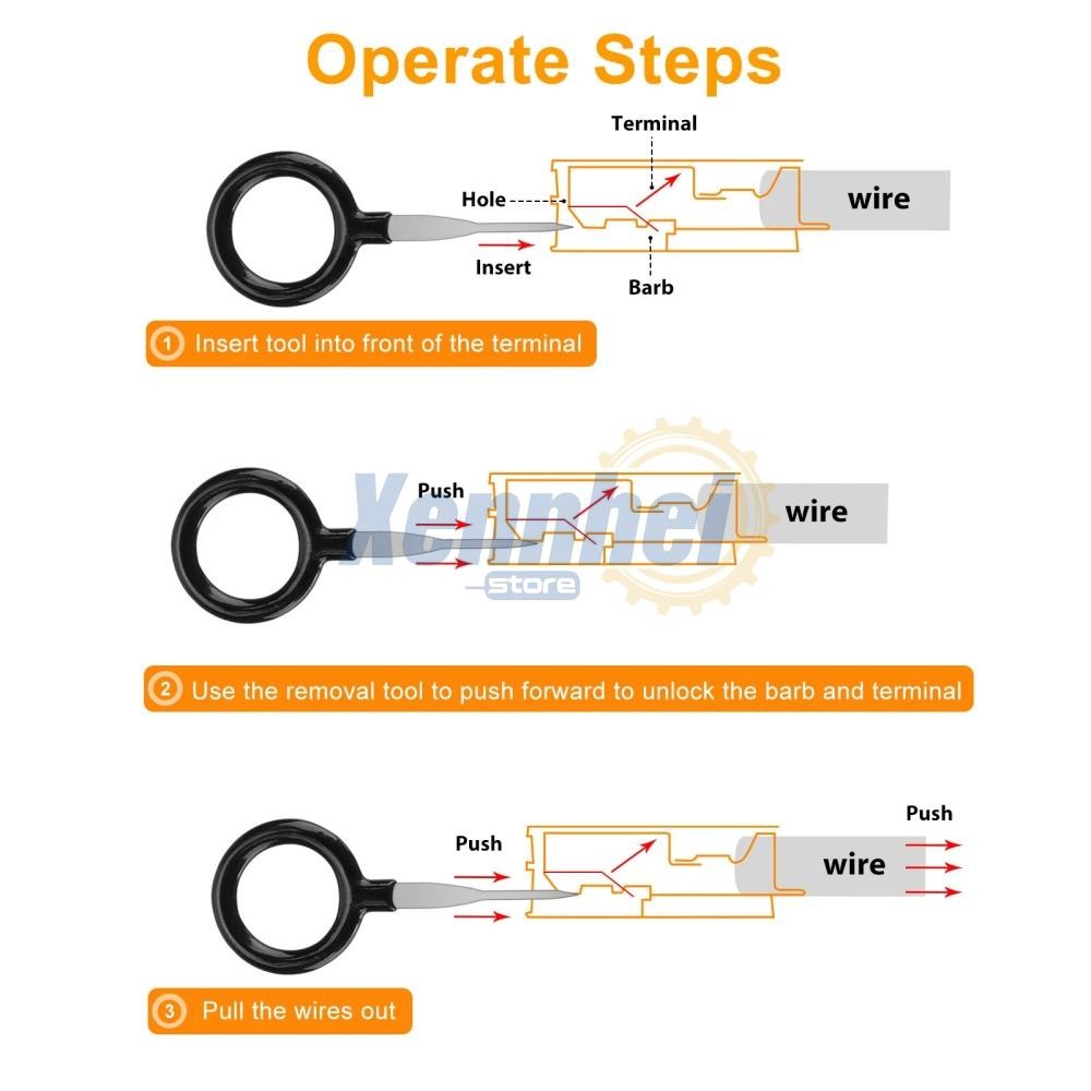 Pin Ejector Wire Kit Extractor Connector Terminal Removal Tool For Car 100PCS
