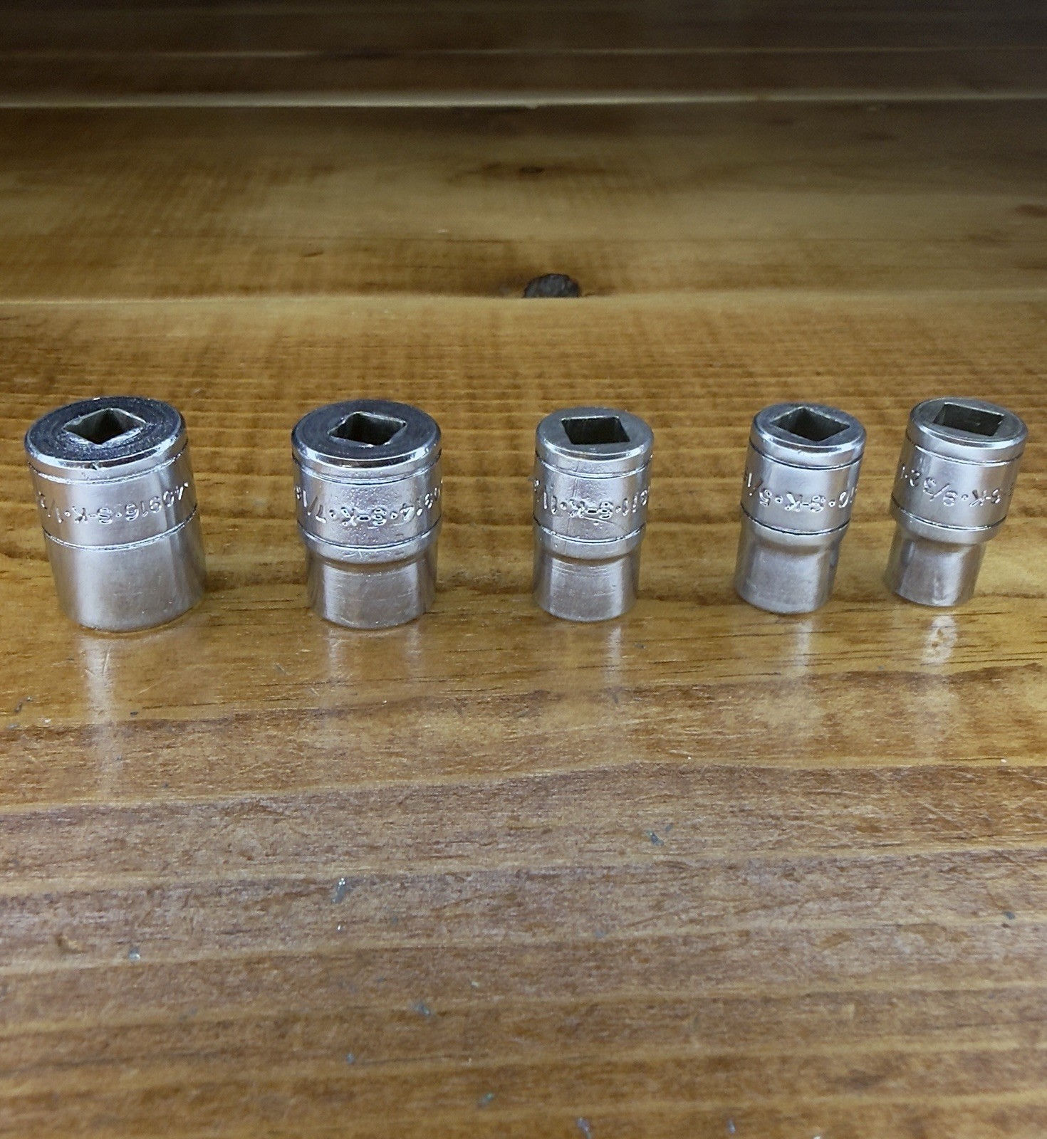 Lot Of 5 SK Tools 1/4” Drive Shallow Socket USA 40916 1/2 7/16 11/32 5/16 9/32