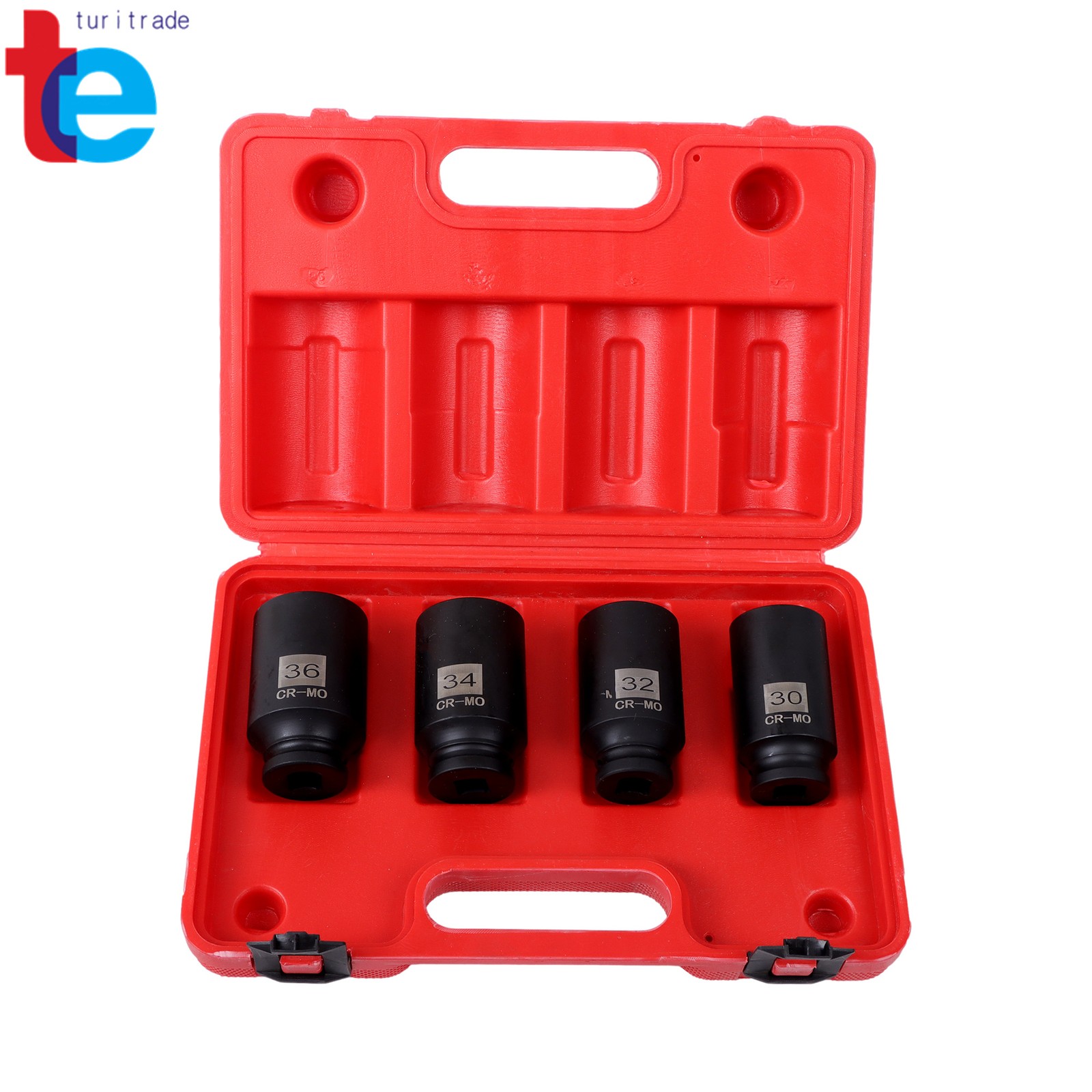 New 1/2″ Drive Deep Spindle Axle Nut Impact Socket Set 12 Point 30 32 34 36mm