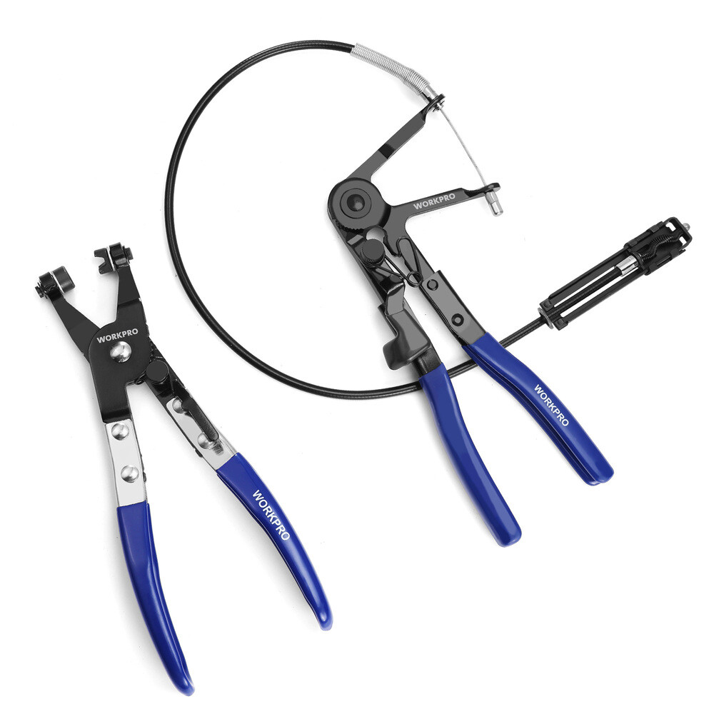 WORKPRO 2PC Hose Clamp Plier Flexible Hose Clamp 27″ Flat Band Hose Clamp Pliers