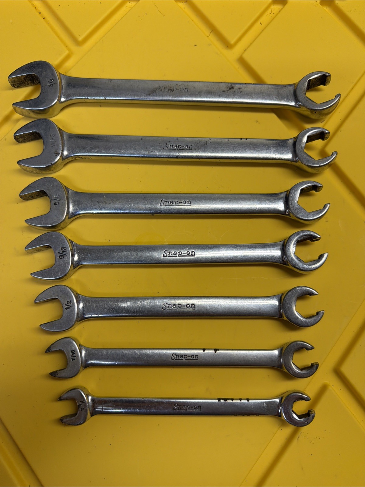 Snap-On Tools USA SAE Open-End RXS Flare Nut Combination Wrench SET of 7