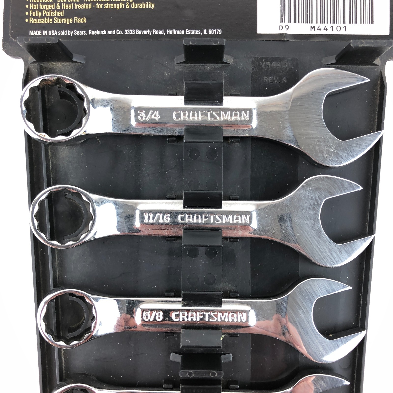 Craftsman Professional 7 Pc Short Combination Wrench Set SAE Stubby USA VV 44101