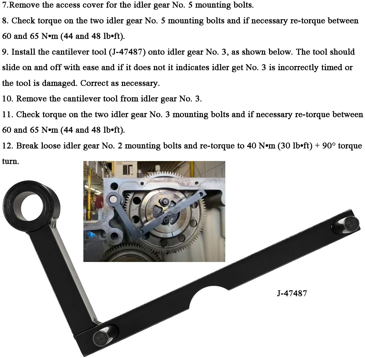J-47487 Idler 3 Cantilever Tool for Detroit Diesel DD13 DD15 Engine Gear Train.