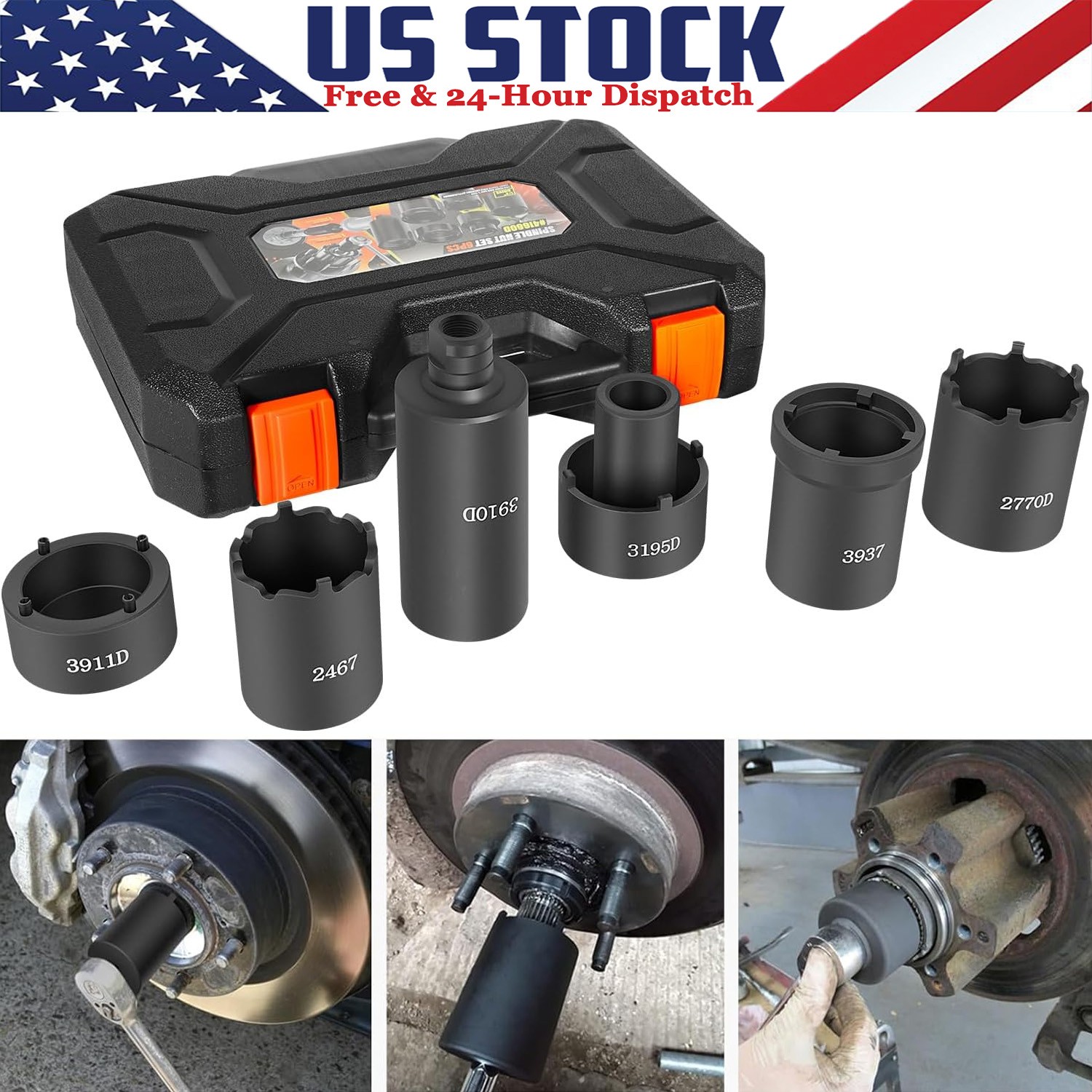 4543A 4WD Spindle Nut Socket Set 41660D Nut Service Kit Puller 4-Lug Locknut 6Pc