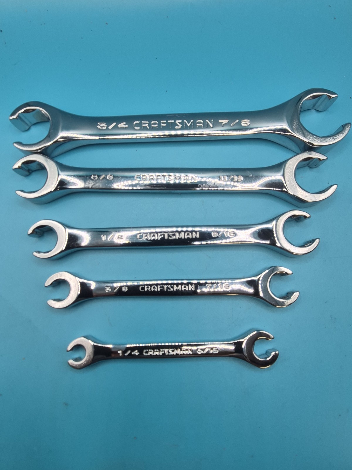 CRAFTSMAN PROFESSIONAL 5 PC sae FLARE NUT LINE WRENCH SET USA MADE