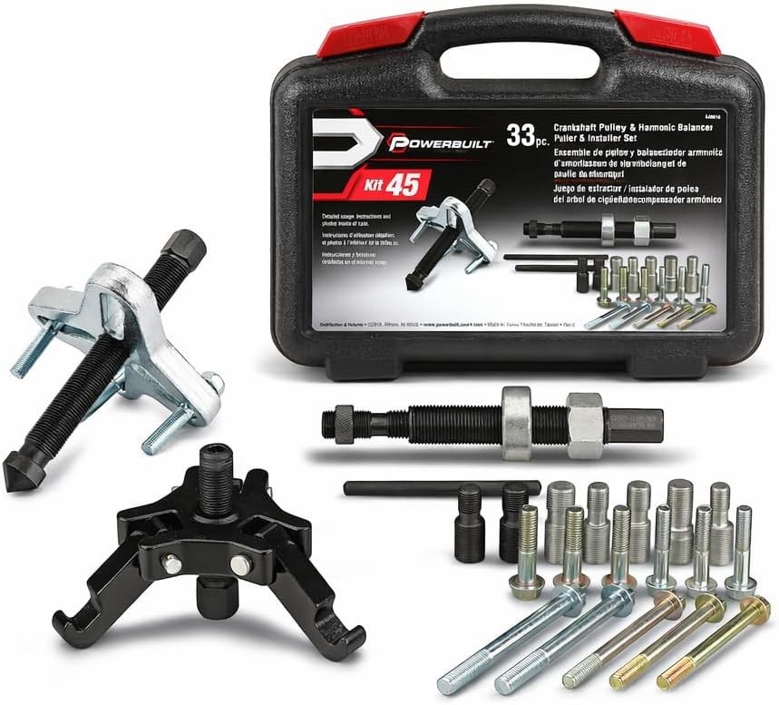 33-Piece Harmonic Balancer and Pulley Installer Tool Set for V8 and V6 Engines