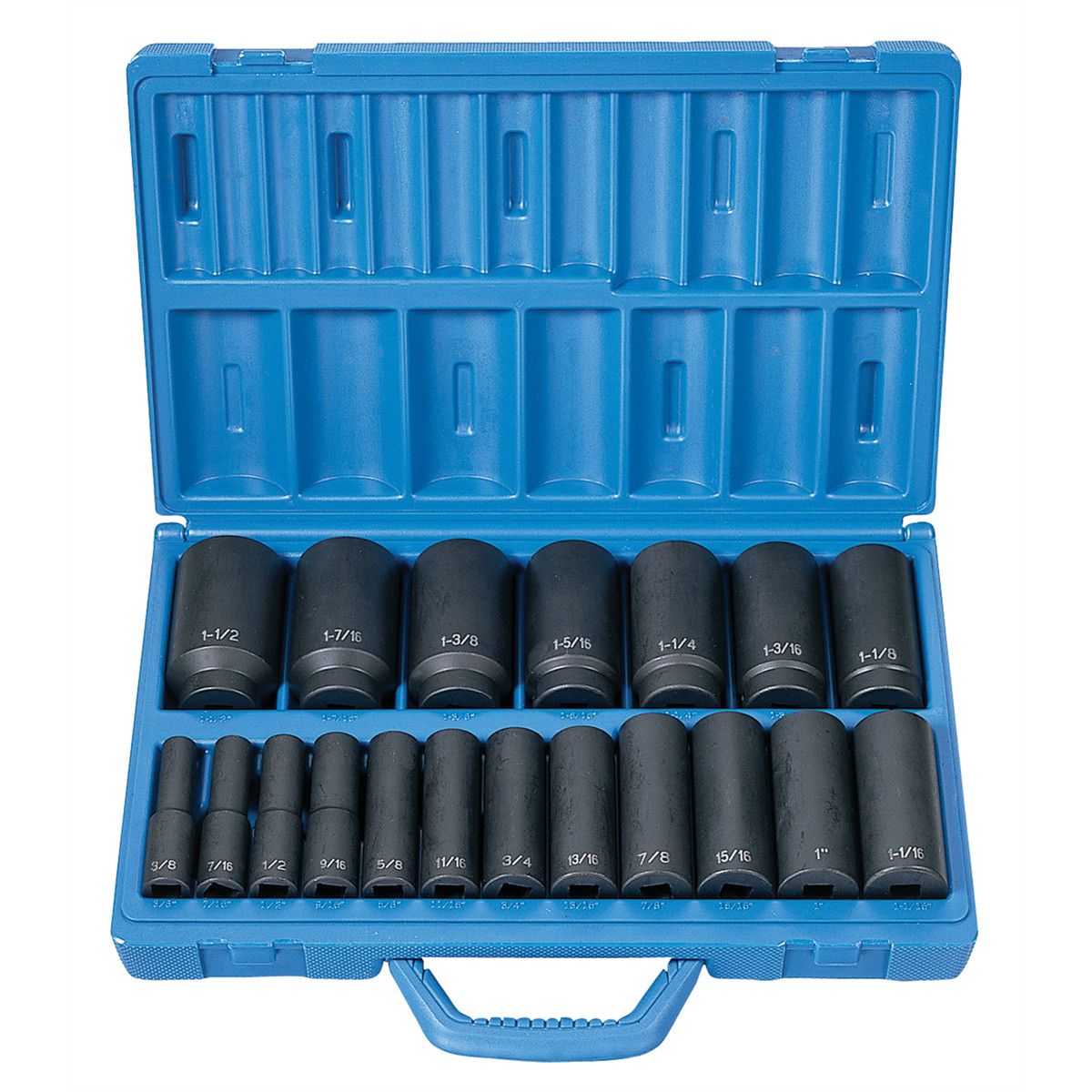 Grey Pneumatic 1319D 1/2 Inch Drive SAE Impact Socket Set 19 Piece Case