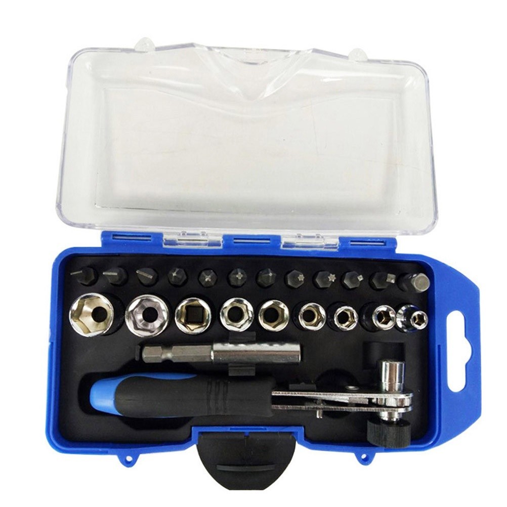 23 Pcs Ratchet Screw Driver Set Kit Mini Bit Spanner Wrench Tool