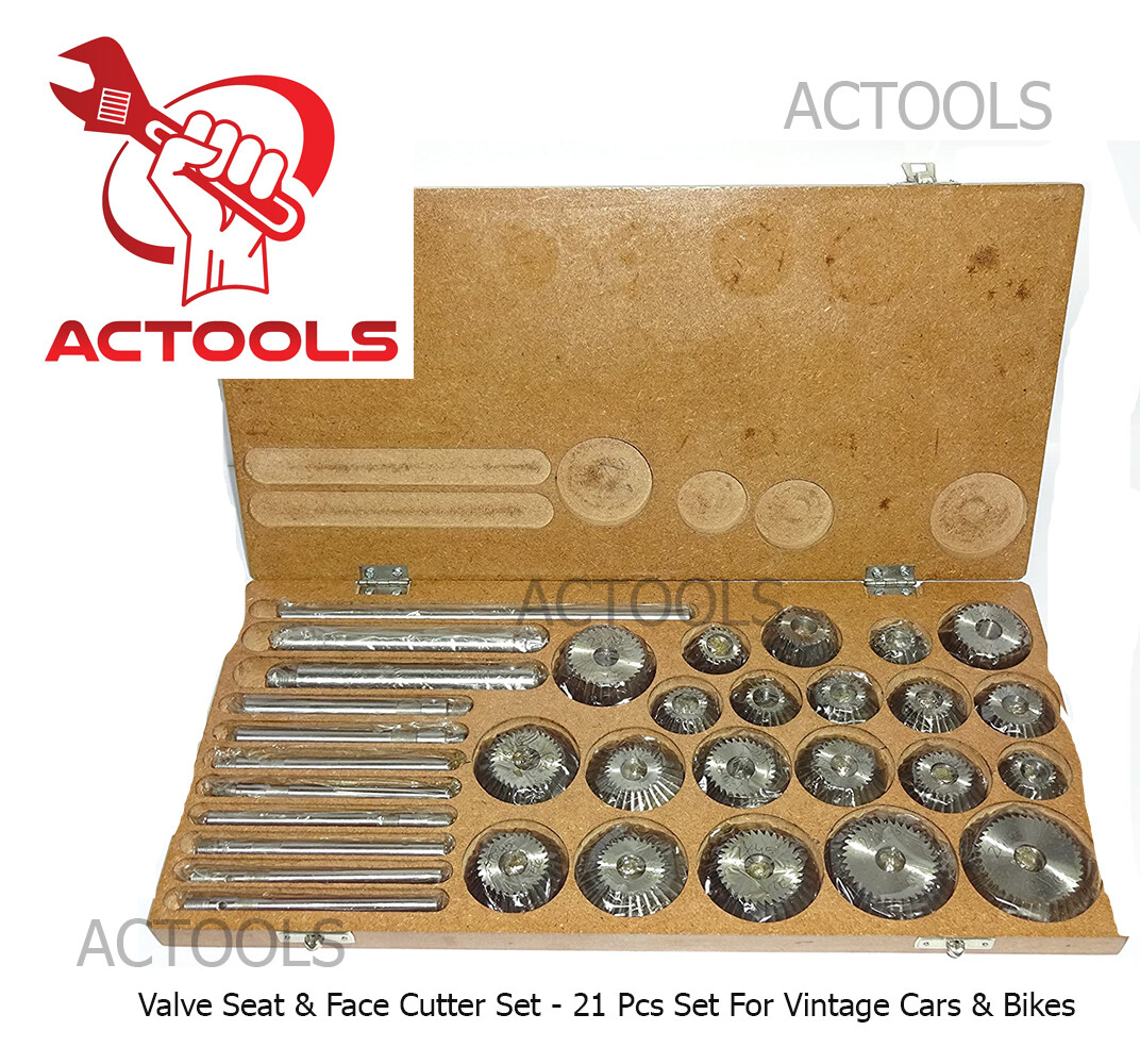 Valve Seat & Face Cutter Set 21 Pcs Set For Vintage Cars & Bikes USA ACTOOLS