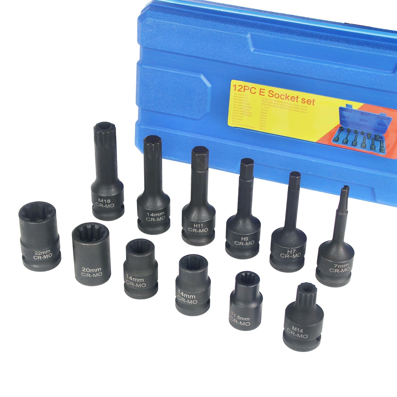 12PCS Brake Adjusting Tool Set – Caliper Socket Kit for Audi VW BMW Benz Ford, M