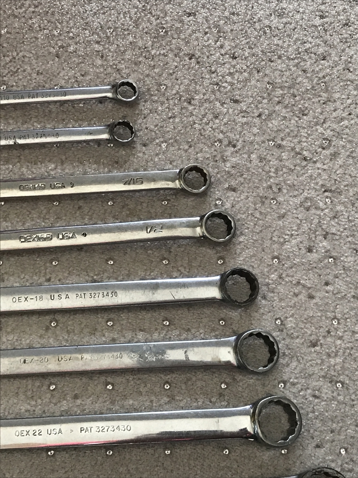 8 Pc Set Snap-on Tools SAE 12 Pt Standard Combination Wrenches OEX26-OEX110